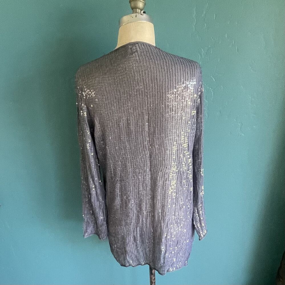 Haute Hippie 100% Silk Sequin Shift Mini Dress Size Medium Purple/Grey Boho Glam - Picture 3 of 10